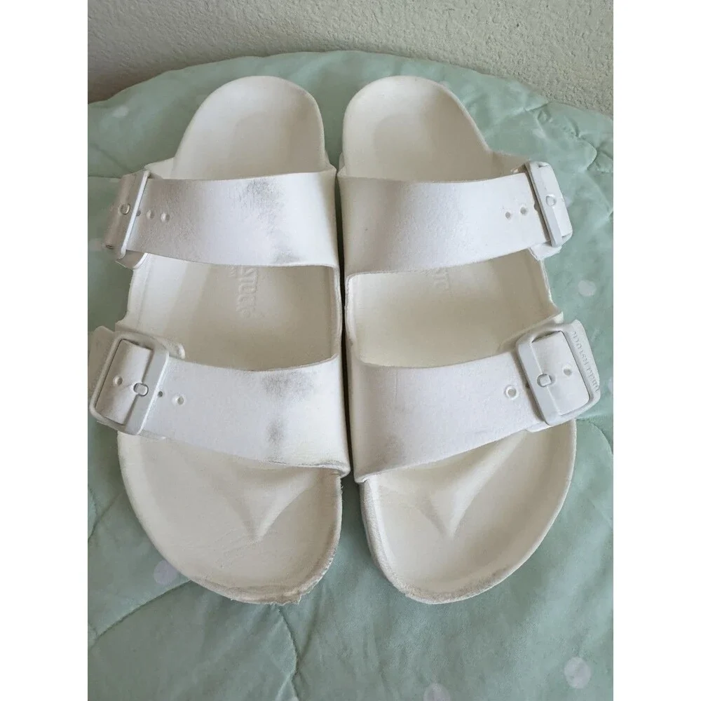 Birkenstock Arizona White EVA Slide Sandals Women's US 9 Standard Buckle Straps